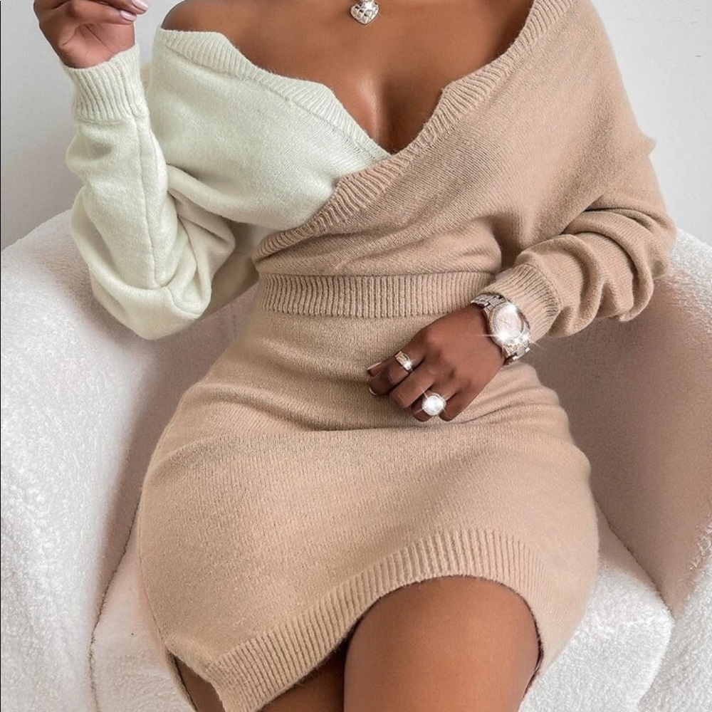 SHEIN Two Tone Sweater Dress